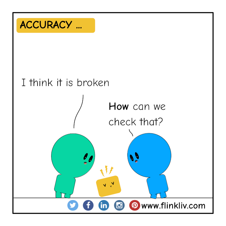 Conversation between A and B about Accuracy. A: I think it is broken. B: How can we check that? By flinkliv.com