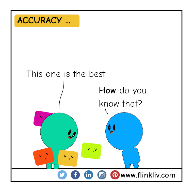 Conversation between A and B about Accuracy. A: This one is the best. B: How do you know that?