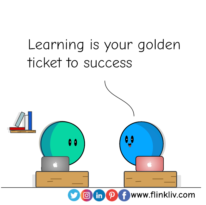 Conversation between A and B about leanring
						B: Learning is your golden ticket to success 		