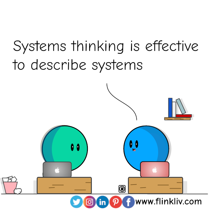 Conversation between A and B about system thinking.
			A: Systems thinking is an effective process of describing systems.
			
